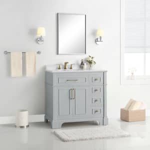 Melpark 36 in. W x 22 in. D x 34.5 in. H Bath Vanity in Dove Gray with White Cultured Marble Top