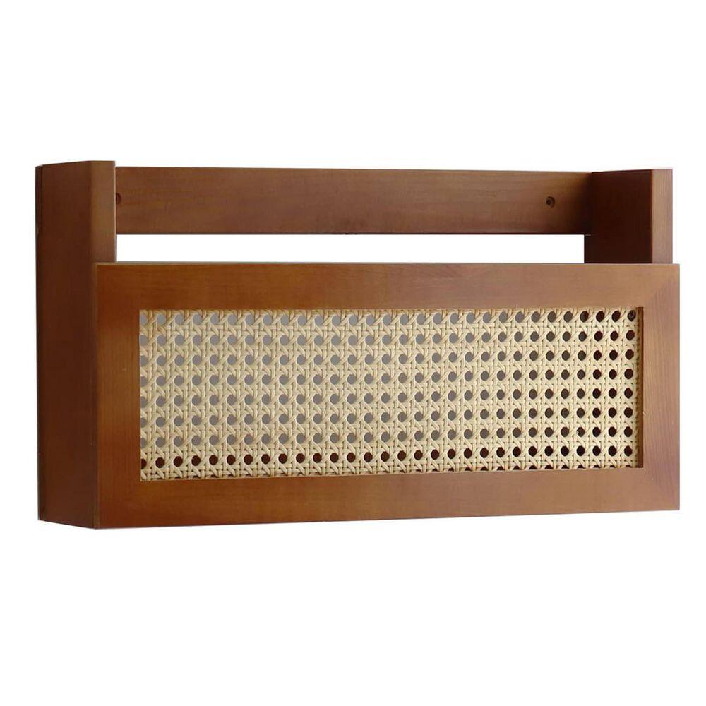 Brown Magazine Rack Brown 17.3 in. W x 9.4 in. H Wood Wall Magazine Rack YYD6-216 - The ...