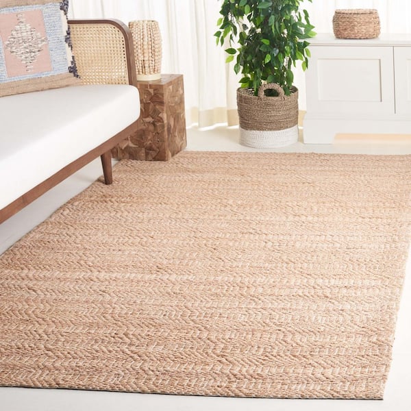 Natural Fiber 7 ft. x 7 ft. Natural/Ivory Trellis Geometric Square Area Rug