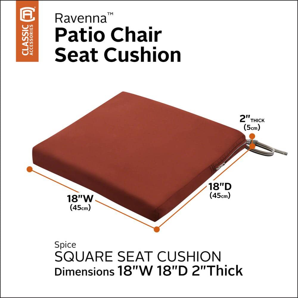 Ravenna 18" x 18" x 2" Water-Resistant Red Polyester Outdoor Chair Cushion