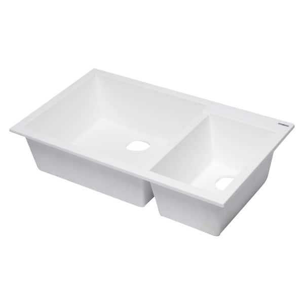 34'' Single Bowl Granite Composite Kitchen Sink with Drainboard in Biscuit,  Black, White, Chocolate or Titanium finish by Alfi brand