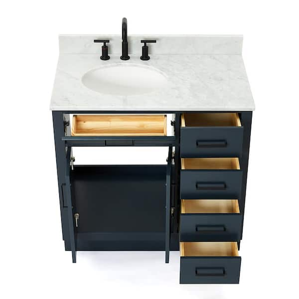 Aurora Blue 37 in. Vanity with Carrara Top