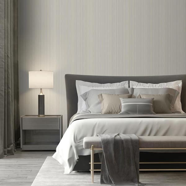 Glint Stria Stripe Beige Wallpaper Sample