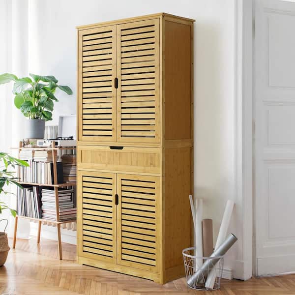 Hastings Home Traditional Brown Wood Bamboo Pantry in the Dining & Kitchen  Storage department at
