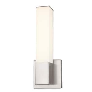 Saavy Integrated LED Brushed Nickel Indoor Wall Sconce Light Fixture with Rectangular Acrylic Shade
