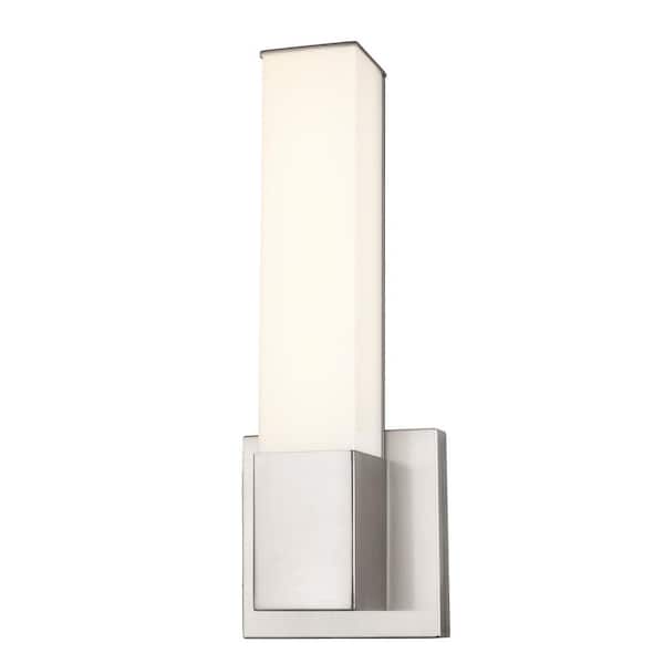 Bel Air Lighting Saavy Integrated LED Brushed Nickel Indoor Wall Sconce Light Fixture with Rectangular Acrylic Shade