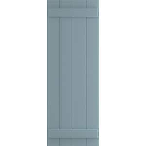 21-1/2 in. x 33 in. True Fit PVC Four Board Joined Board and Batten Shutters Pair in Peaceful Blue