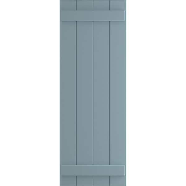 Ekena Millwork 21-1/2 in. x 50 in. True Fit PVC Four Board Joined Board and Batten Shutters Pair in Peaceful Blue