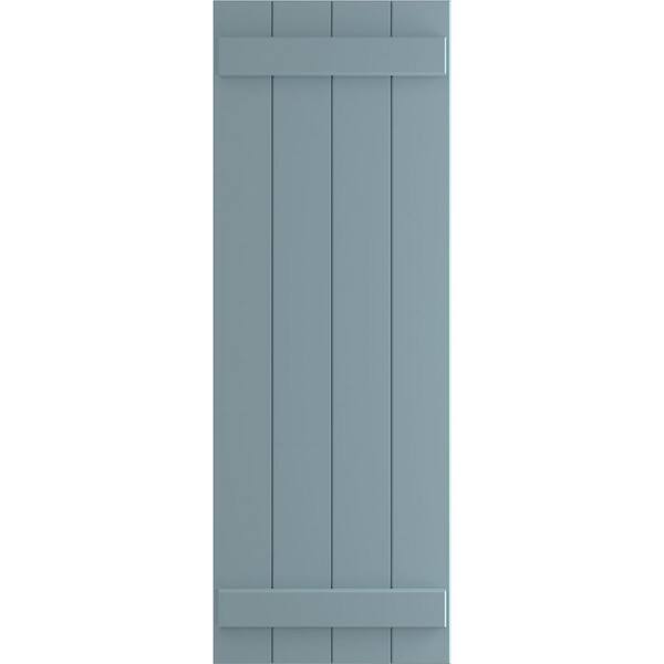 Ekena Millwork 21-1/2 in. x 72 in. True Fit PVC 4-Board Joined Board and Batten Shutters Pair in Peaceful Blue