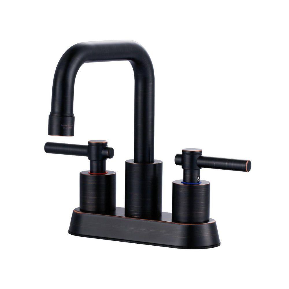 4 in. Centerset 3-Hole Double-Handle Bathroom Sink Faucet with Pop-Up Drain in Oil Rubbed Bronze price history on PriceWatchPro