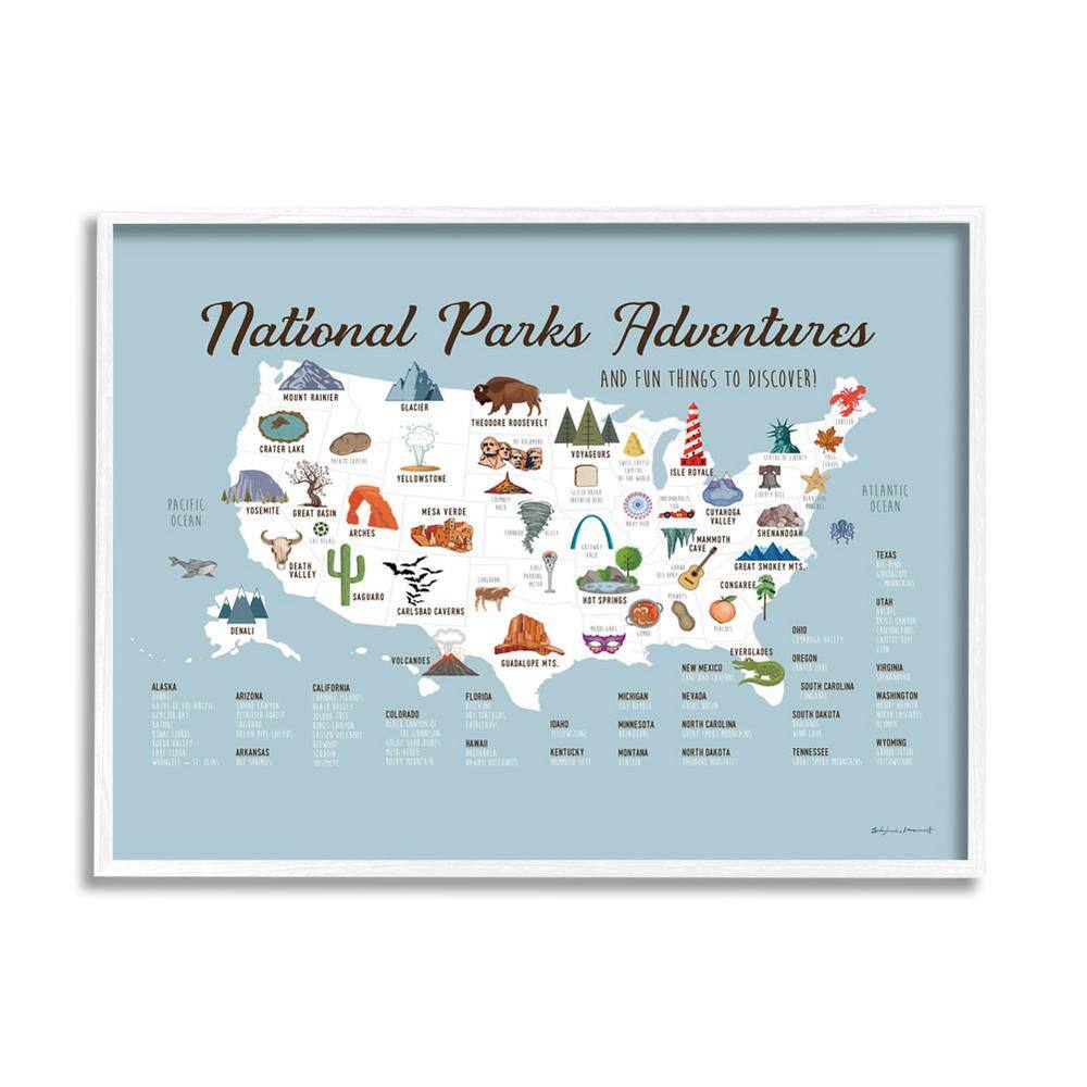 National Parks Adventures USA Map Design By Stephanie Workman Marrott Framed Animal Art Print 30 in. x 24 in. price history on PriceWatchPro