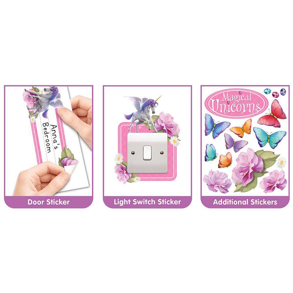 Magical Unicorn and Butterfly Wall Mural for Kids, Multicolor