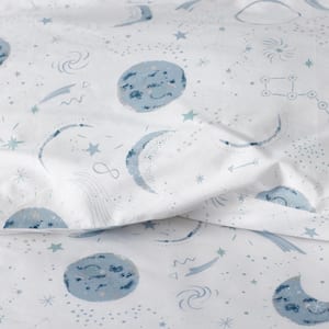 Company Kids Night Sky Blue Multi Organic Cotton Percale Toddler Comforter Set