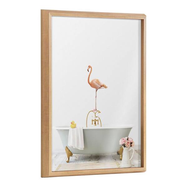 Blake "Flamingo Cottage Bathroom" by Amy Peterson Art Studio Natural Framed Printed Glass Art Print 18 in. x 24 in.