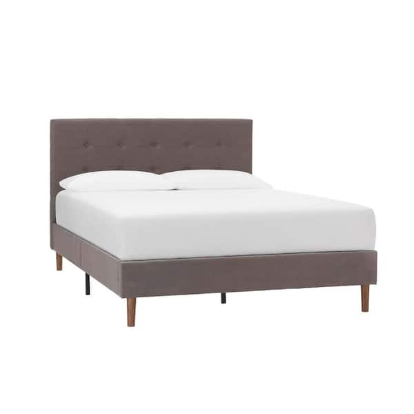 StyleWell Leblanc Charcoal Gray Upholstered King Bed with Straight Back and Tufting (77.2 in W. X 38.60 in H.)