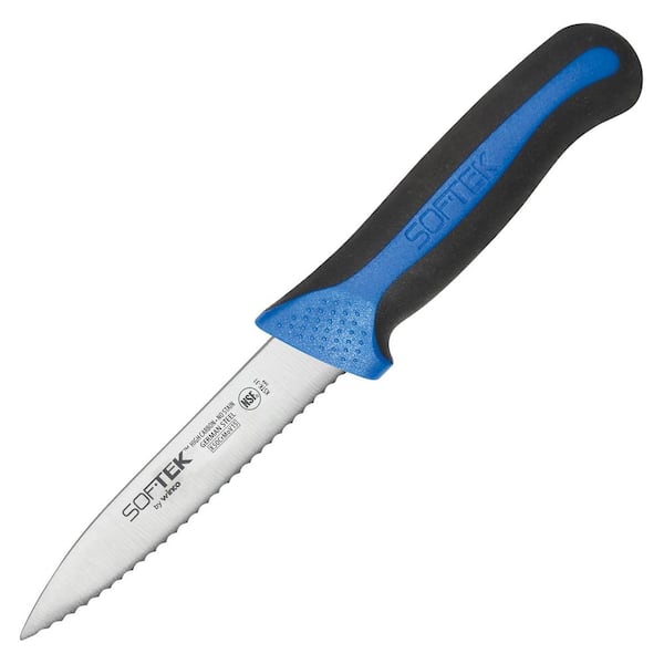 3.5 in. Stainless Steel Full Tang Serrated Paring Knives with Soft Grip Handle (2-Pk)