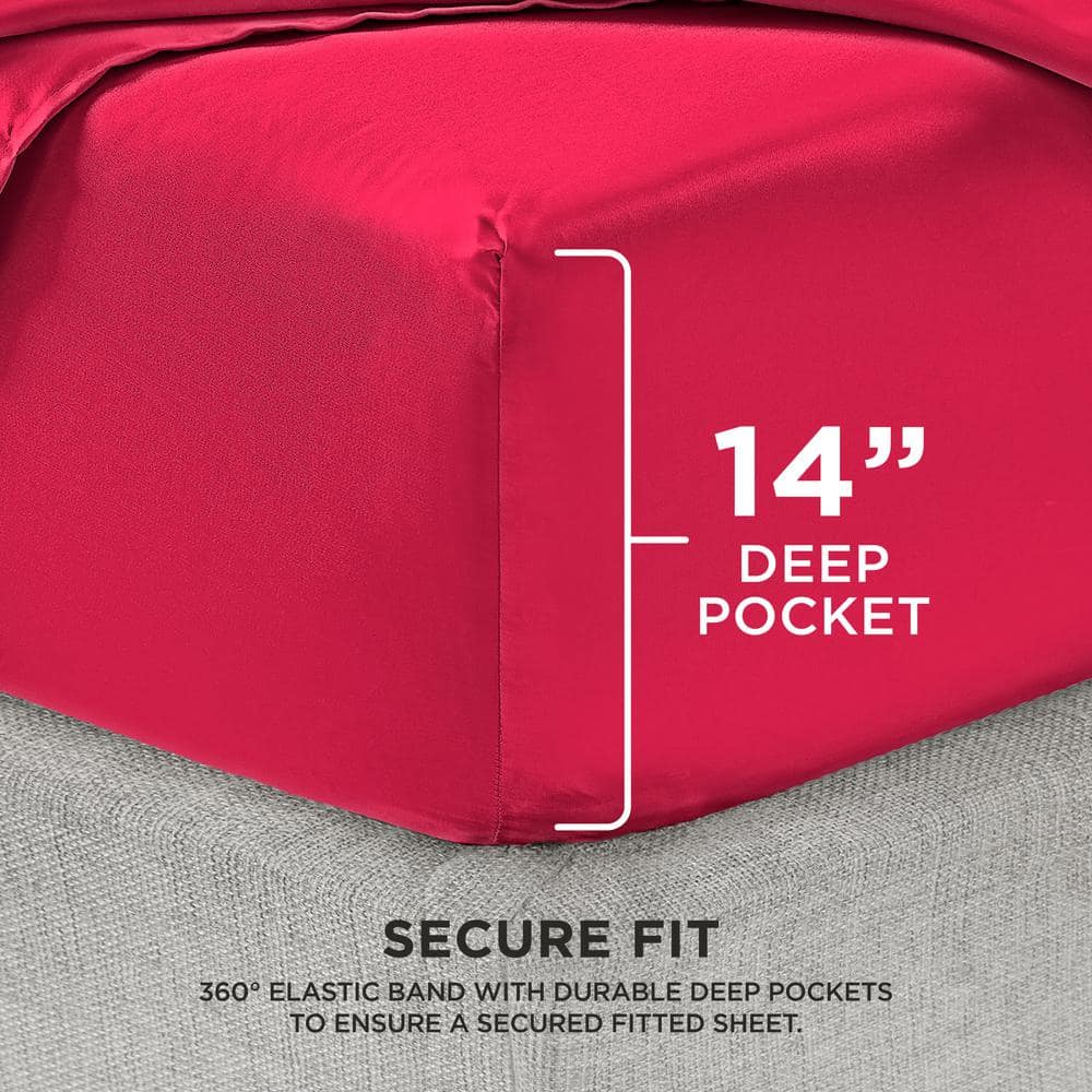 Hot Pink Full Satin Microfiber Deep Pocket Sheet Set