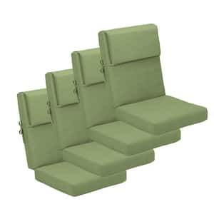 20.5 in. x 20.5 in. Outdoor High Back Chair Cushion with Adjustable Buckles and Ties in Green (4-Pack)