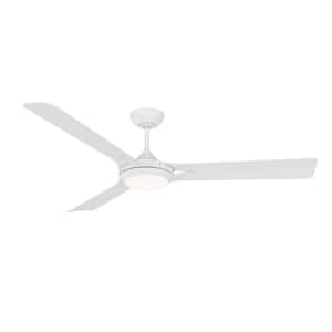 Ori 60 in. Outdoor White Standard Ceiling Fan with True White Integrated LED with Remote Included