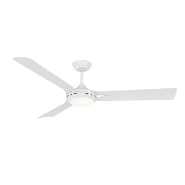 Kendal Lighting Ori 60 in. Outdoor White Standard Ceiling Fan with True White Integrated LED with Remote Included