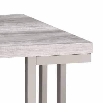Contemporary Gray Driftwood Square End Table with Metal Base