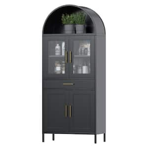 30.71 in. W x 72.83 in. H x 15.35 in. D Arched Steel Freestanding Cabinet with Drawer and Adjustable Shelves in Black