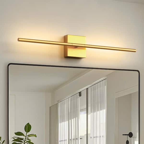 28 in. 2-Light Gold Wall Sconces Set, Wireless 3CCT-RGB LED Wall Lights for Bedroom, Living Room, Hotel, 2-Pack