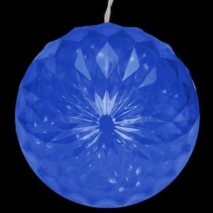 6-Light 20-LED Blue Hanging Crystal Sphere Ball Outdoor Christmas Decoration