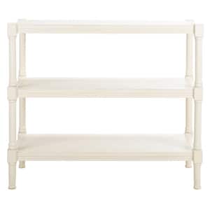 Rafiki 13.75 in. Distressed White Rectangle Wood Console Table with Shelf