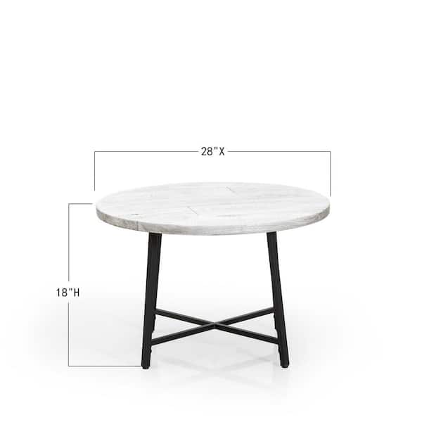Tidoin White Round Wood Outdoor Coffee Table With Metal Leg Ui Ydm20 0050 White Round Wood Outdoor Coffee Table, Round White Metal Outdoor Coffee Table