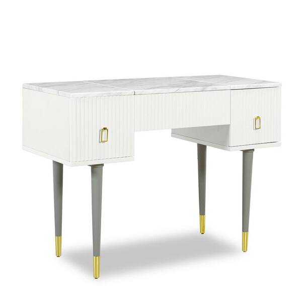 43.3 Modern Vanity Table Set With Flip-up Mirror, Led Lights And