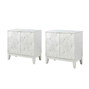 Madge White 30 in. Tall 2-Door Accent Storage Cabinet with Adjustable Shelves and Adjustable Legs (Set of 2)