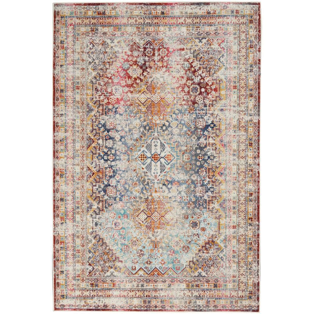 Multicolor Synthetic Rectangular 4' x 6' Traditional Area Rug