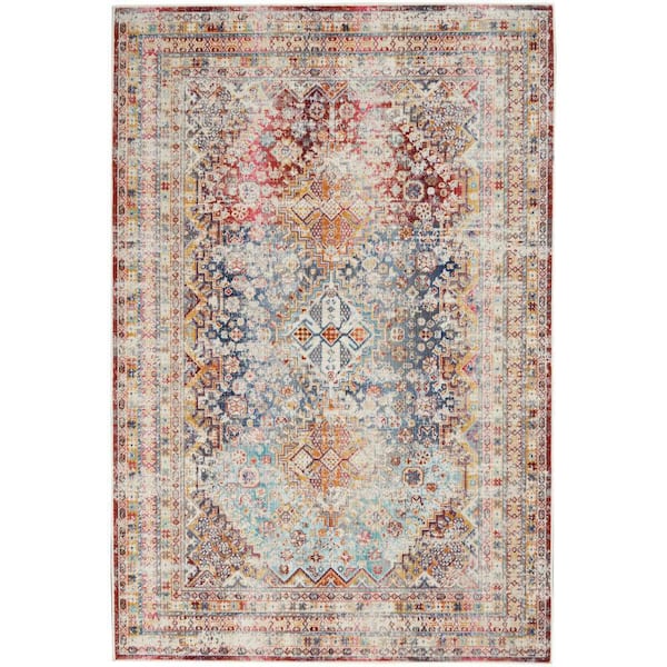 Nourison Vintage Kashan Multicolor 4 ft. x 6 ft. Bordered Traditional Area Rug