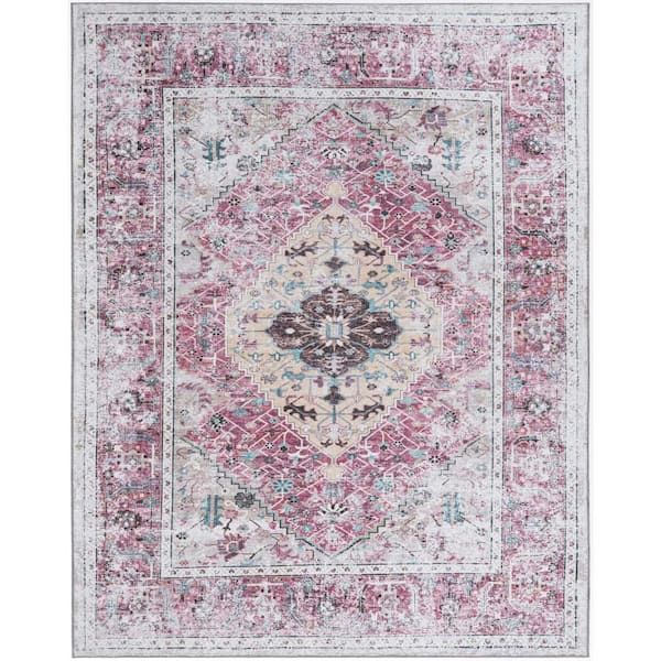 Unique Loom Yara Yash Light Coral Pink 7 ft. 10 in. x 10 ft. Area Rug