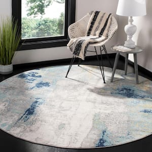 Jasper Gray/Gold 5 ft. x 5 ft. Round Abstract Distressed Area Rug