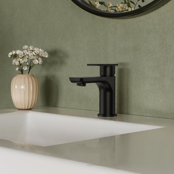 6 in. Faucet Height Single Handle Single Hole Bathroom Faucet 1.2 GPM Spot Resistant in Matte Black