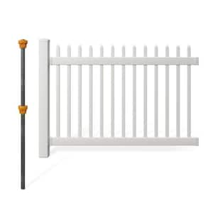 No-Dig Permanent 4 ft. x 6 ft. Nantucket Vinyl Picket Fence Panel with Post and Anchor Kit