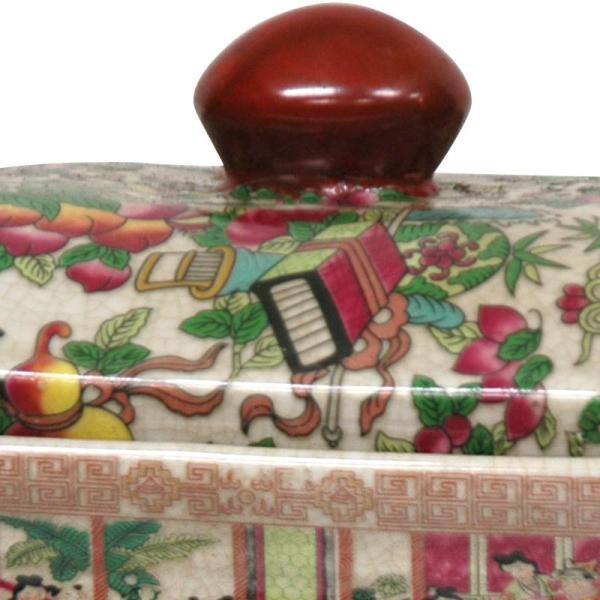 8" Multicolor Porcelain Decorative Jar with Lid