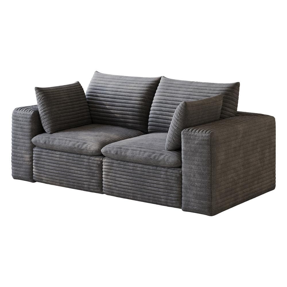 Cloud Collection 71 in. Wide Arm Corduroy Fabric Modular Deep Seat Sofa with Removable Cushion in Dark Grey price history on PriceWatchPro