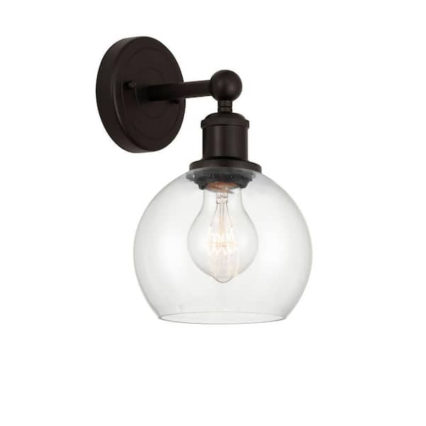 Athens 1-Light Oil Rubbed Bronze Wall Sconce with Clear Glass Shade