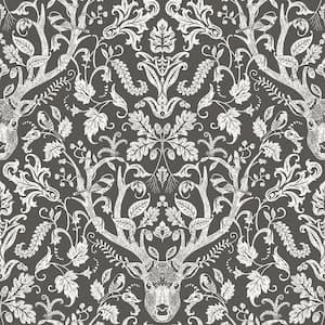 Kiwassa Brown Antler Damask Brown Wallpaper Sample