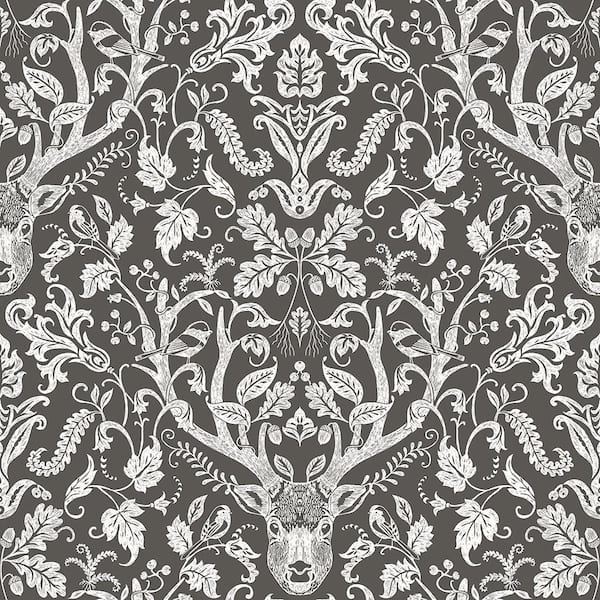Chesapeake Kiwassa Brown Antler Damask Brown Wallpaper Sample