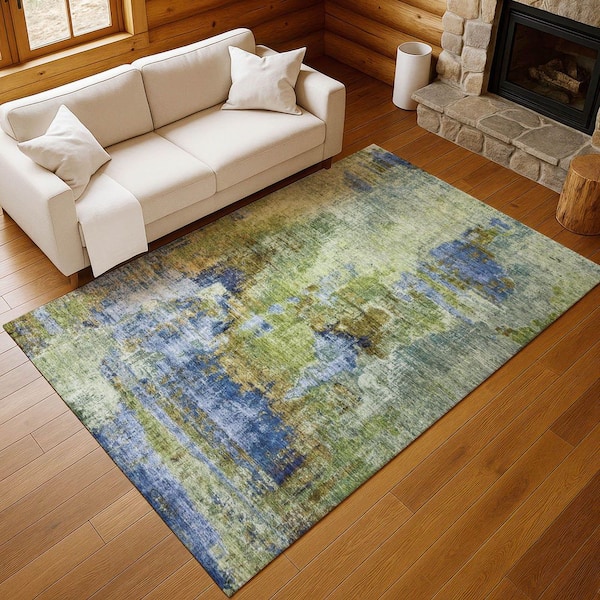 Chantille Machine Washable Indoor/Outdoor Abstract ACN2300 Green 3 ft. x 4 ft. Area Rug