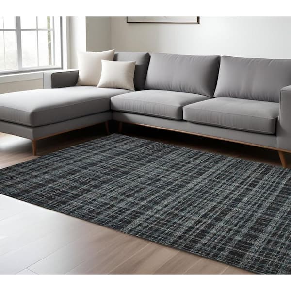 9 ft. x 12 ft. Multi-Colored Wool Plaid Hand Tufted Area Rug