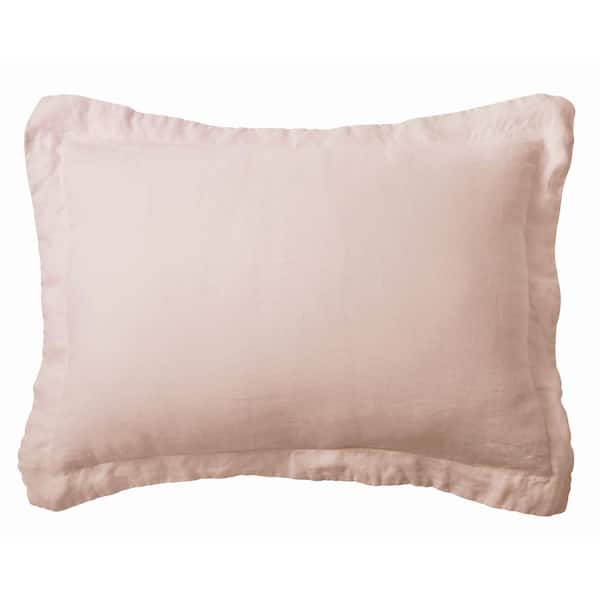 LEVTEX HOME Washed Linen Blush Flange 26 in. x 20 in. Standard Sham