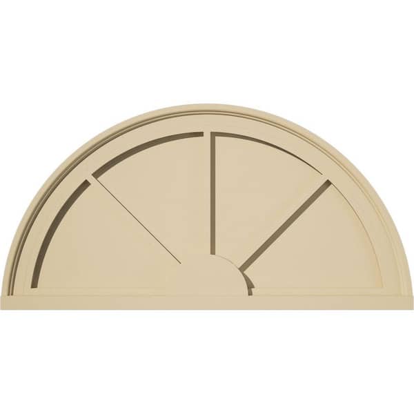 30-in. W x 15-in. H x 2-in. P Half Round 3 Spoke Signature Urethane Pediment, Primed Tan