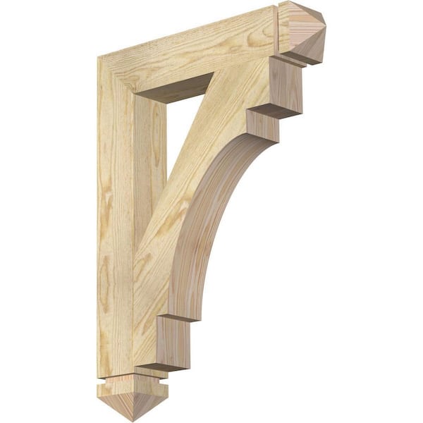 Ekena Millwork 4 in. x 30 in. x 22 in. Douglas Fir Merced Arts and Crafts Rough Sawn Bracket