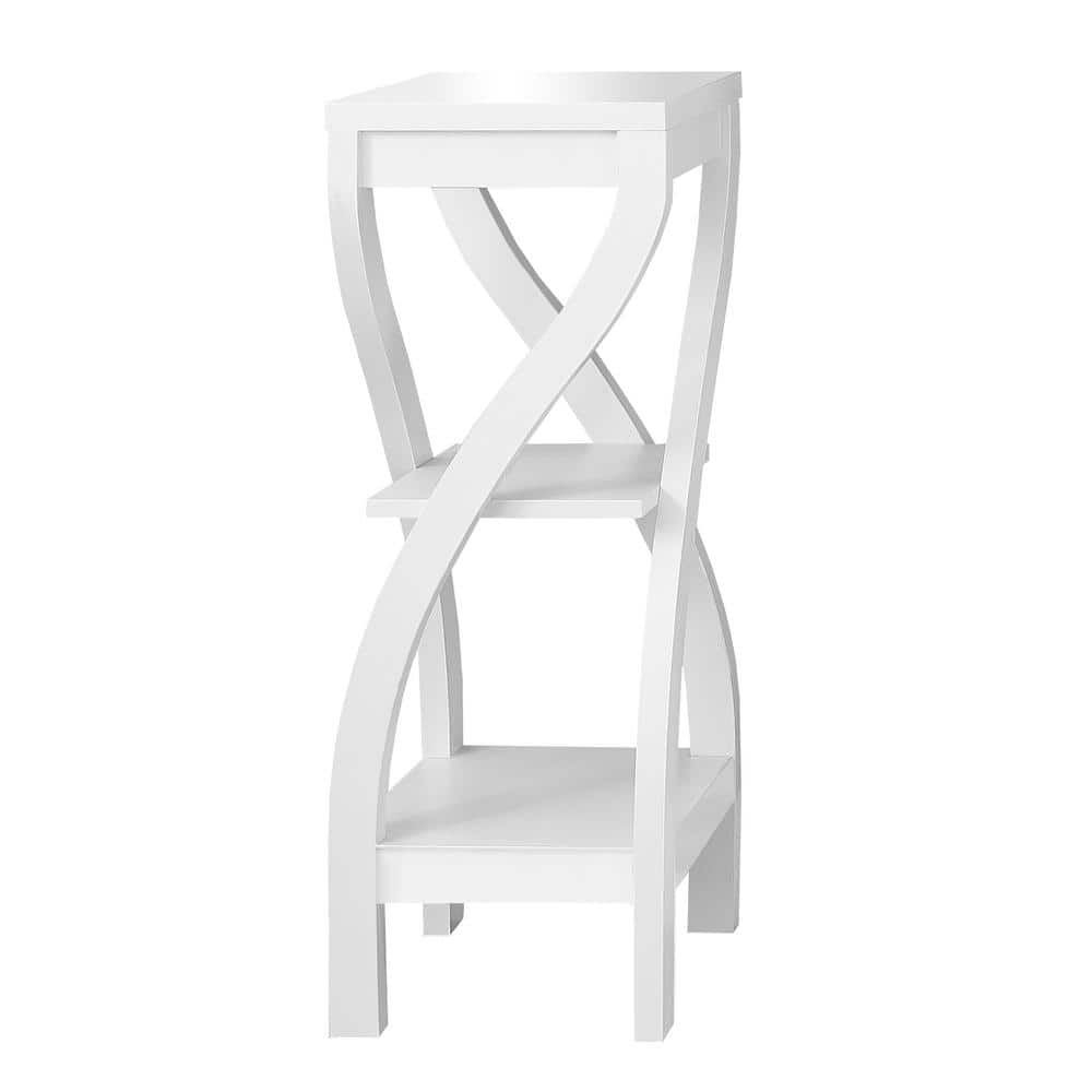 White Three-Tier Curved Leg Accent Table