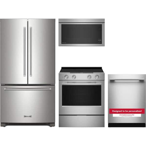 20 cu. ft. Counter Depth Refrigerator with 5 Element Slide-In Electric Range and Dishwasher with 3rd Rack